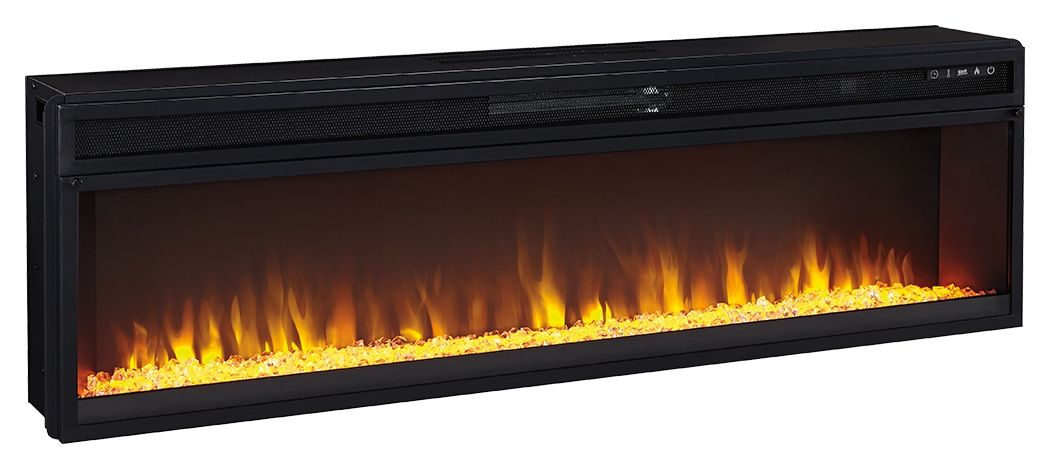 Krystanza - TV Stand with Wide Fireplace Insert - Weathered Gray