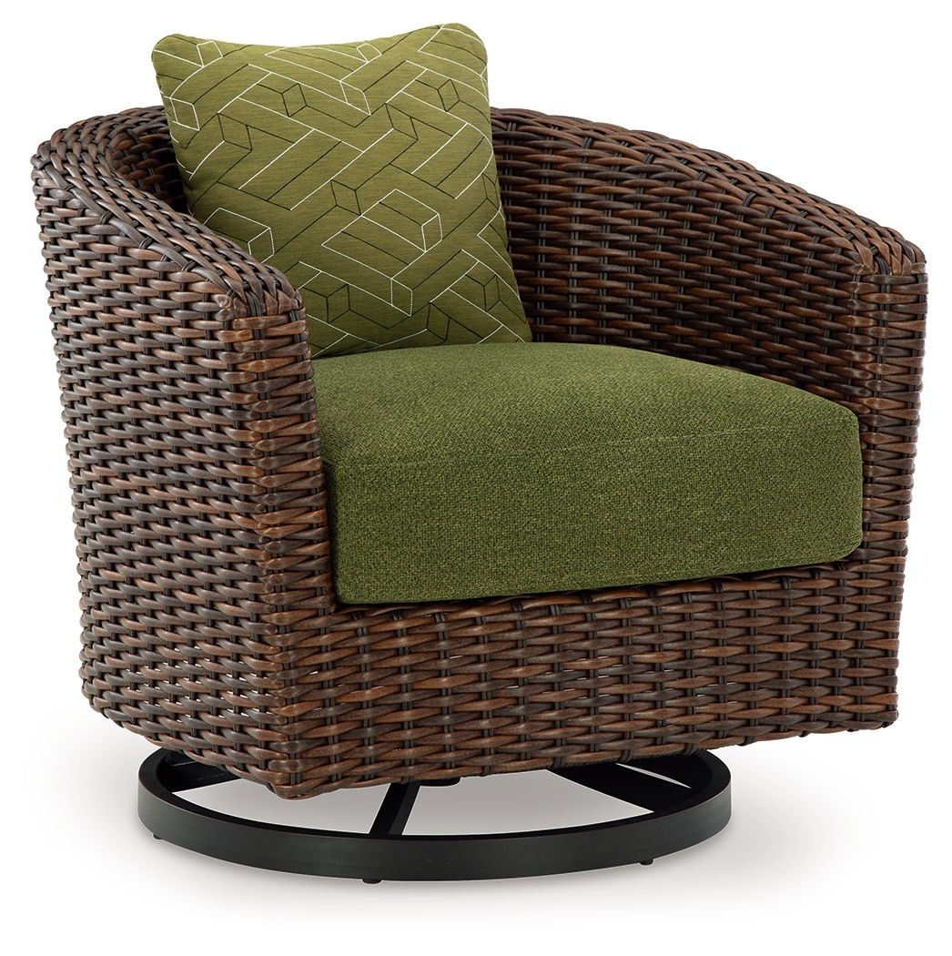 Horizon Hall - Swivel Lounge With Cushion - Brown / Green