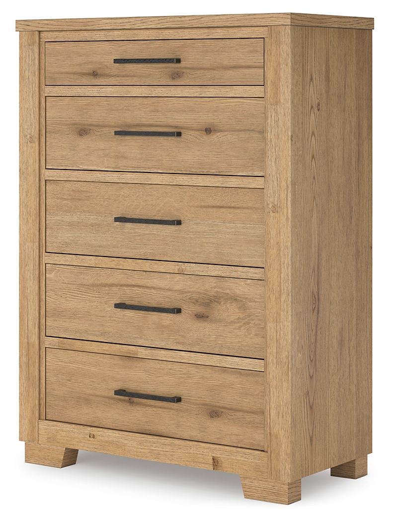 Galliden - Five Drawer Chest - Light Brown