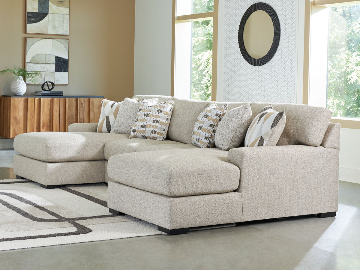 LaureLGrove - 3-Piece Double Chaise Sectional With Armless Loveseat - Pebble