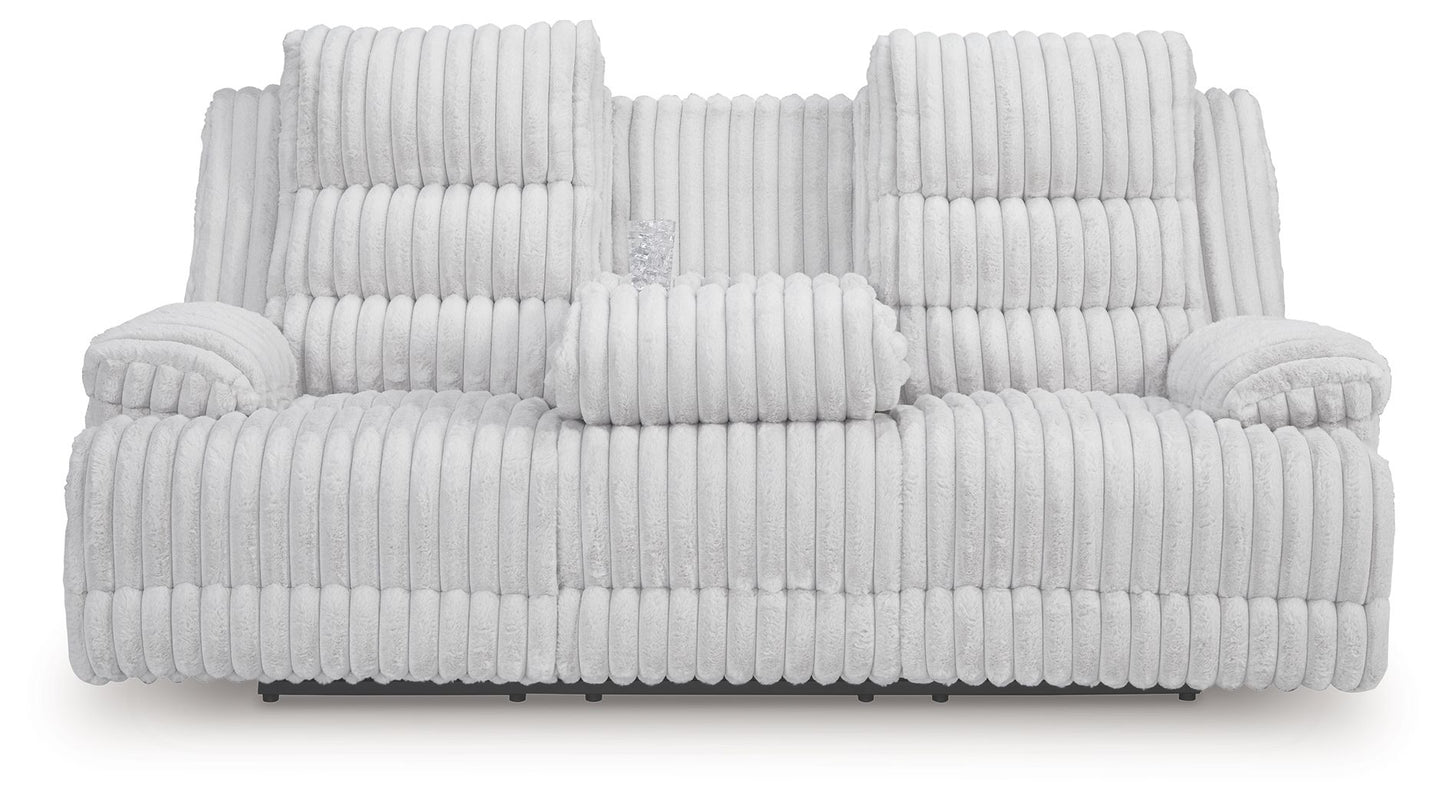 Rhines Falls - Reclining Power Sofa With Drop Down Table - Alloy