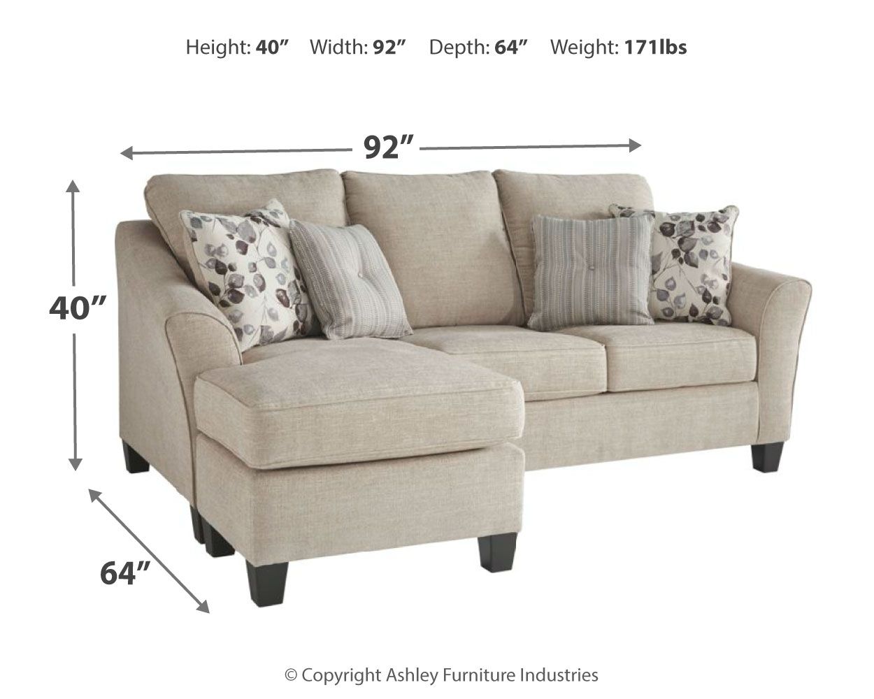 Abney - Sofa Chaise - Driftwood