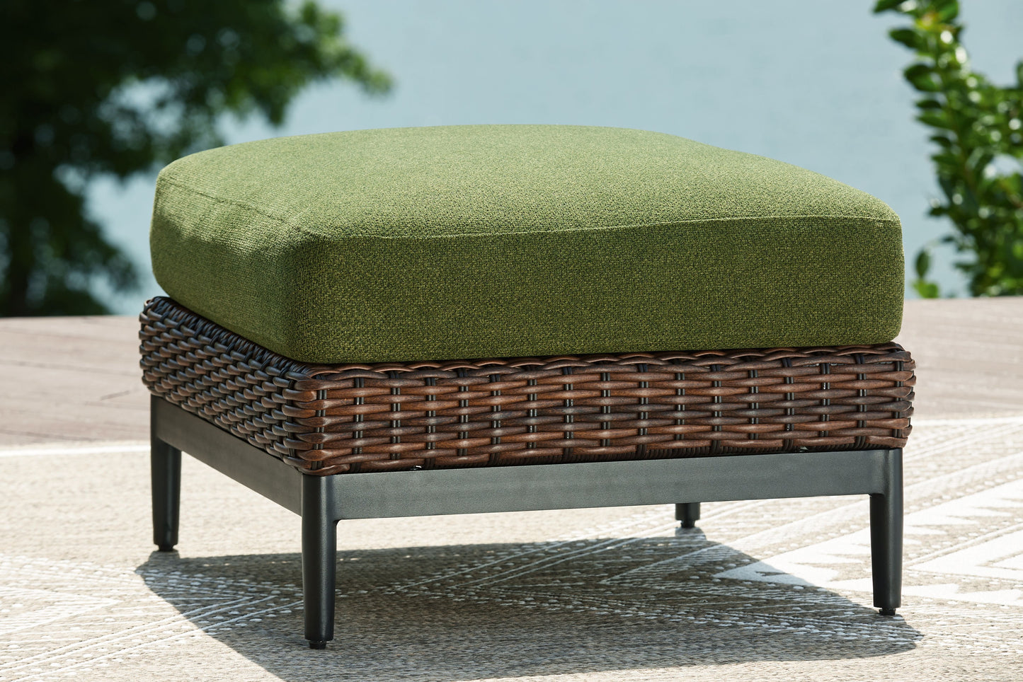 Horizon Hall - Ottoman With Cushion - Brown / Green