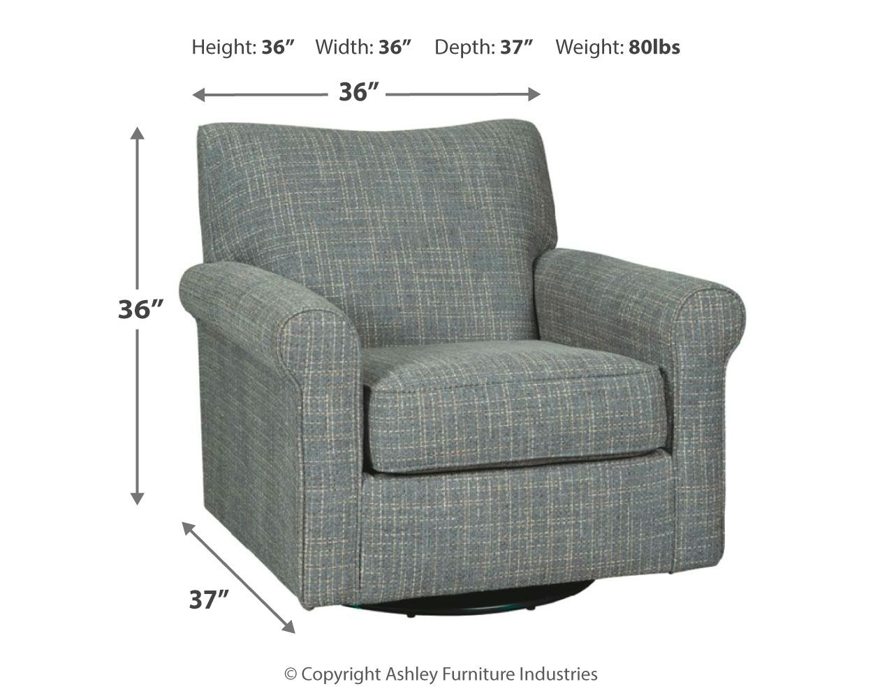 Renley - Swivel Glider Accent Chair - Dark Gray