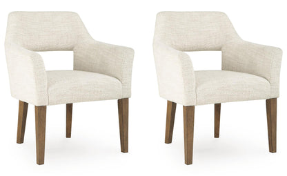 Marxmore - Dining Upholstered Arm Chair (Set of 2) - Beige / Brown