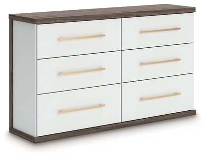 Kendanport - Brown / White - Six Drawer Dresser