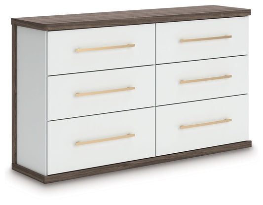 Kendanport - Brown / White - Six Drawer Dresser