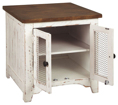 Wystfield - Rectangular End Table - 2 Doors - White / Brown