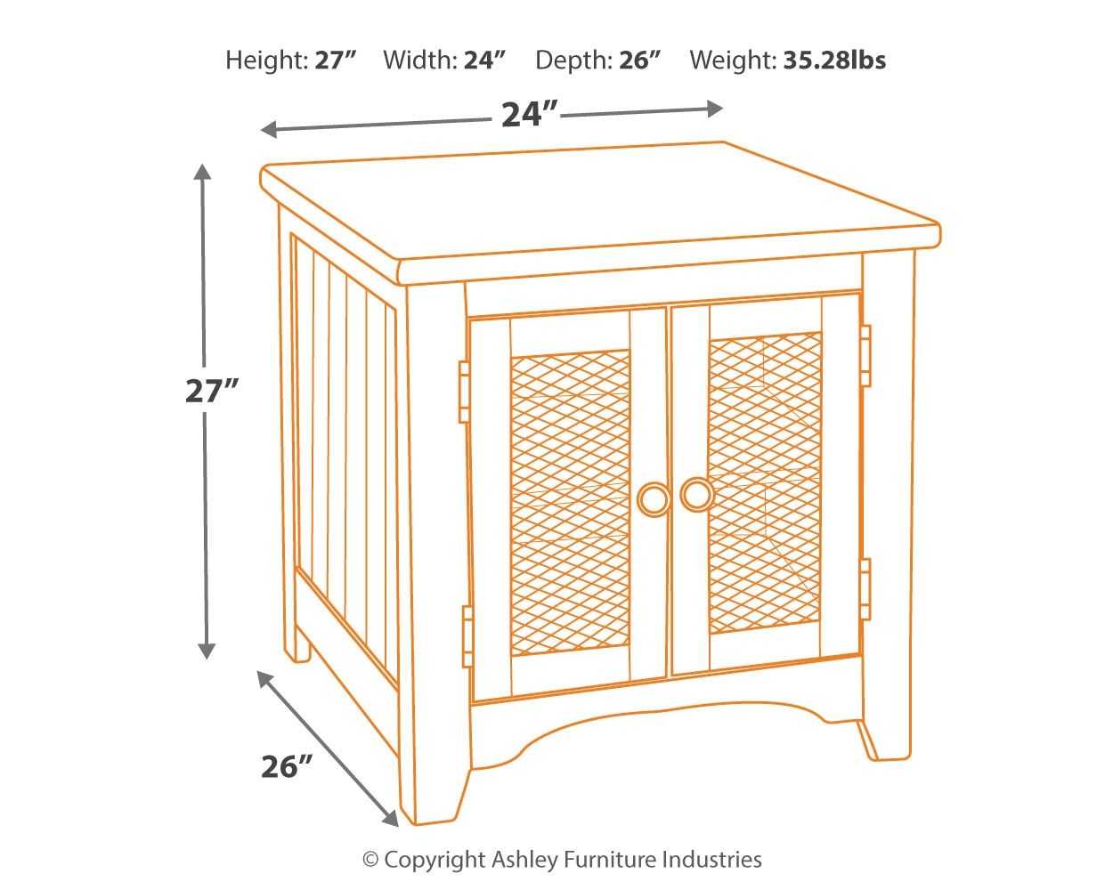 Wystfield - Rectangular End Table - 2 Doors - White / Brown