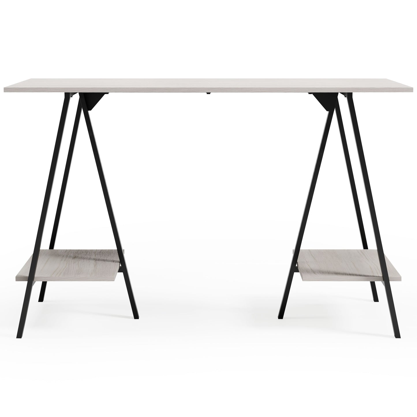Bayflynn - Home Office Desk - 2 Fixed Shelves - White / Black