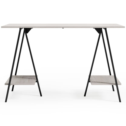 Bayflynn - Home Office Desk - 2 Fixed Shelves - White / Black