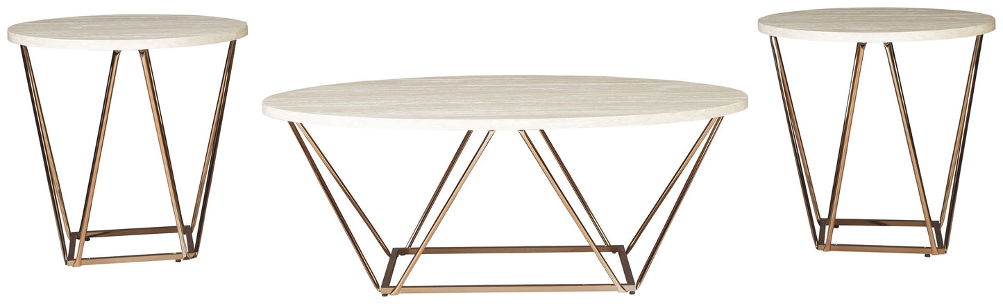 Tarica - Occasional Table Set (Set of 3) - White / Metallic