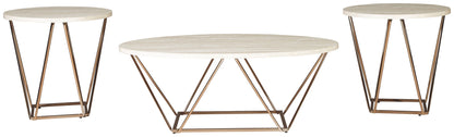 Tarica - Occasional Table Set (Set of 3) - White / Metallic