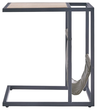 Freslowe - Chair Side End Table with Magazine Basket - Light Brown / Black
