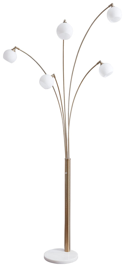 Taliya - Metal Arc Lamp  - Champagne / White