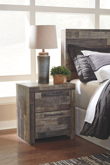 Derekson - Two Drawer Night Stand - Multi Gray