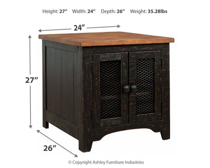 Valebeck - Rectangular End Table - Black / Brown