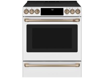 GE CAFE 30 Inch Slide-In Electric Range Matte White