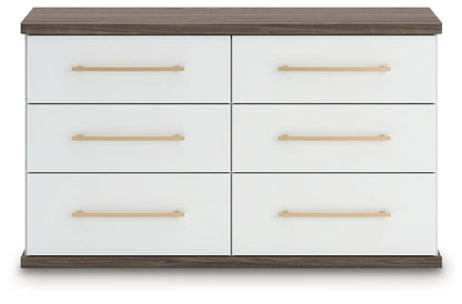 Kendanport - Brown / White - Six Drawer Dresser