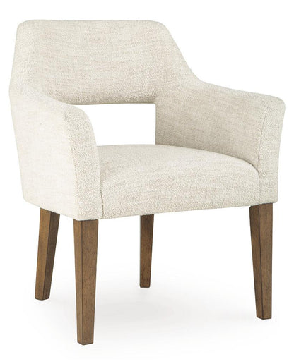 Marxmore - Dining Upholstered Arm Chair (Set of 2) - Beige / Brown