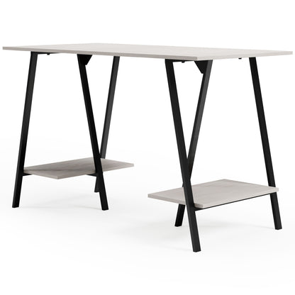 Bayflynn - Home Office Desk - 2 Fixed Shelves - White / Black