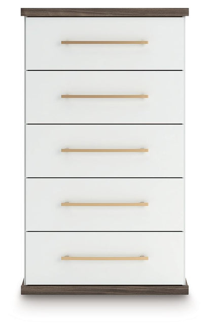 Kendanport - Brown / White - Five Drawer Chest